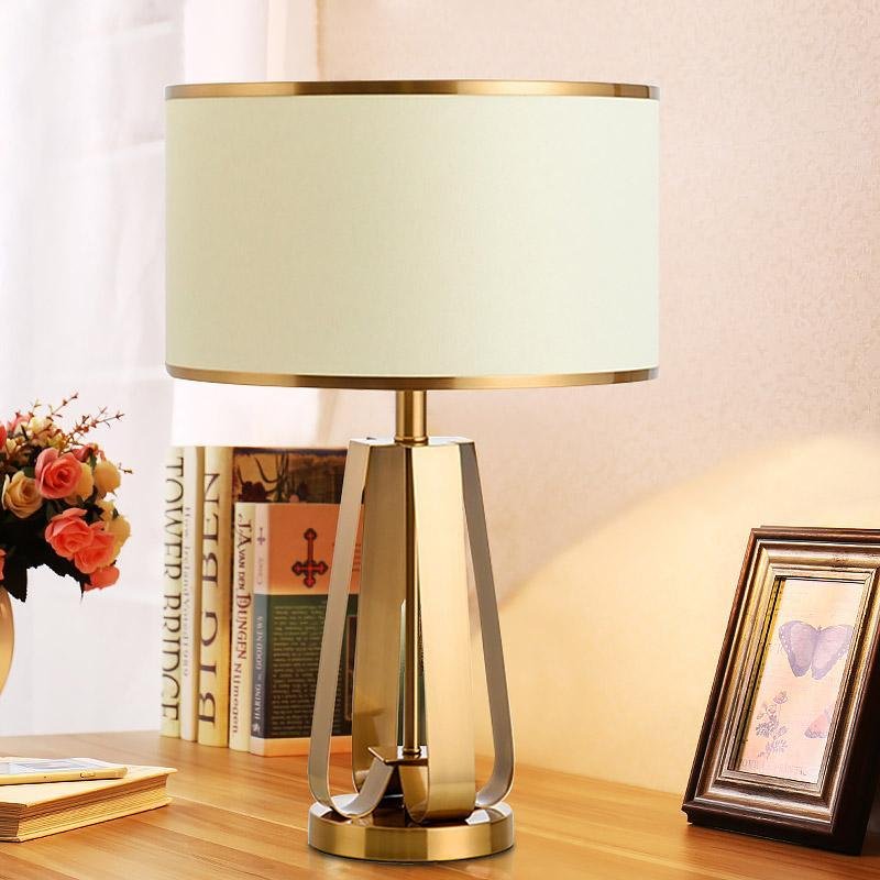 22 inch 1-Light Golden Faux Silk and Brass Geometric Table Lamp