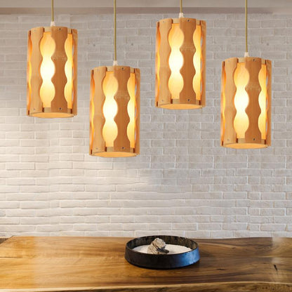 Well Constructed Bamboo Rustic Pendant Lighting With Squiggly Light Gaps