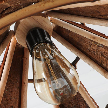 Cone Richly Colored Wood Pendant Light With a Unique Farmhouse Appearance