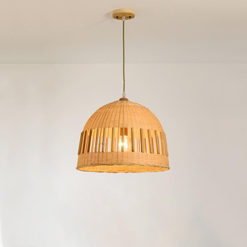 Dome Light Pendant Bamboo Pendant Light With a Seethrough Middle Area