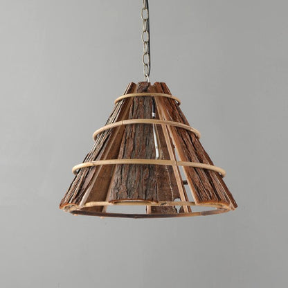 Cone Richly Colored Wood Pendant Light With a Unique Farmhouse Appearance