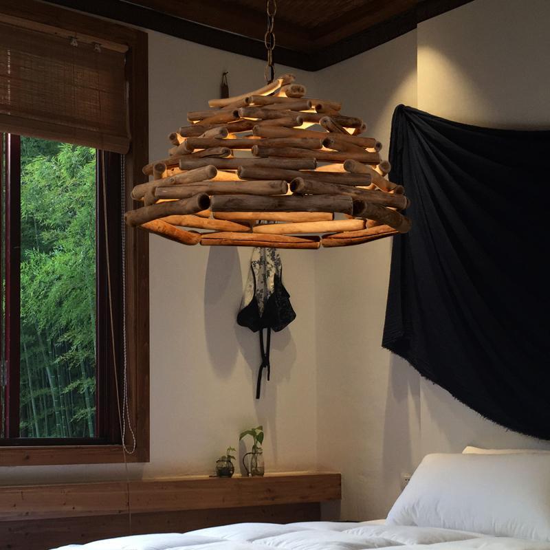 Handpicked Sticks Wood Pendant Light Burlywood Hanging Pendant Light