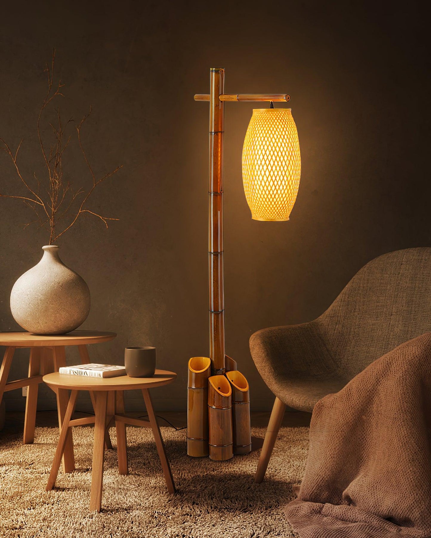 Zen Bamboo Tube Free-standing Lamp Floor Lamp