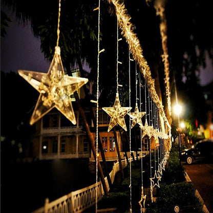 8.2 ft Curtain Hanging String Lights Acrylic Star LED Lighting for Christmas Wedding Fairy Lights 216 Bulbs