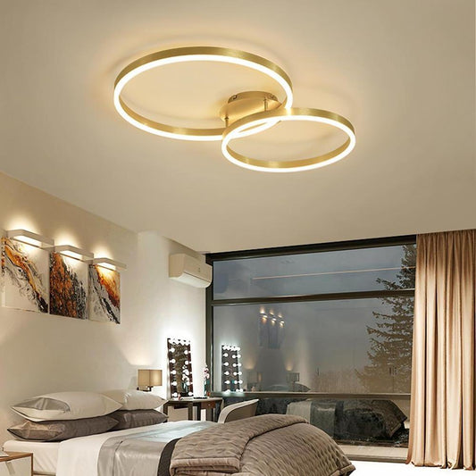 Creative 2 Circle Gold Flush Mount Light Ceiling Light 2 Lights