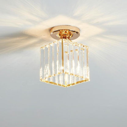 Modern Crystal Metal Industrial LED Flush Mount Ceiling Light for Hallway Entryway