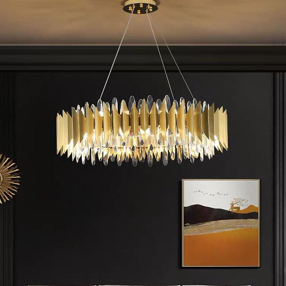 Modern Round Crystal Chandelier Stainless Steel Single Ceiling Light