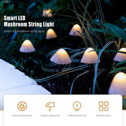 Outdoor Mini Mushroom RGB Solar 16.40 ft String Lights