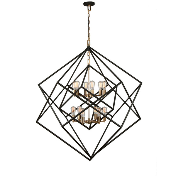 Chandelier, 12-Light, Matte Black, Satin Brass, 47"W (AC11112 3403ZZZ2)