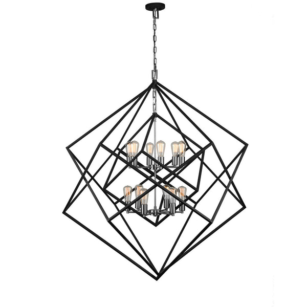 Chandelier, 12-Light, Matte Black, Polished Nickel, 47"W (AC11112PN 3403ZZZ3)