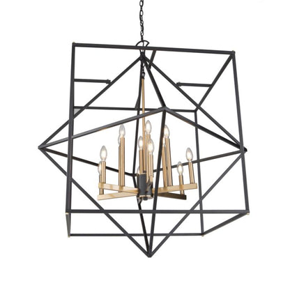 Artcraft Roxton 12-Light Chandelier in Matte Black & Harvest Brass