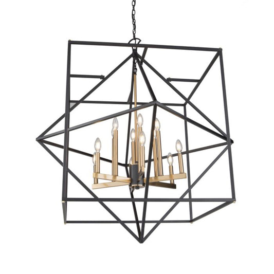 Artcraft Roxton 12-Light Chandelier in Matte Black & Harvest Brass