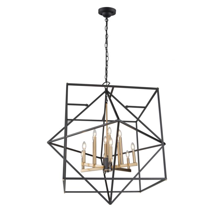 Artcraft Roxton 12-Light Chandelier in Matte Black & Harvest Brass