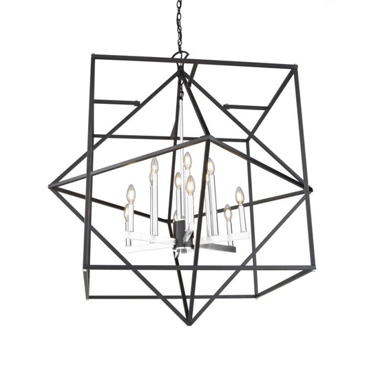 Artcraft Roxton 12-Light Chandelier in Matte Black & Polished Nickel