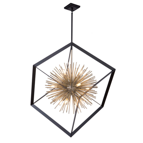 Chandelier, 12-Light, Matte Black, Satin Brass, 37"W (AC11441 340400ZD)