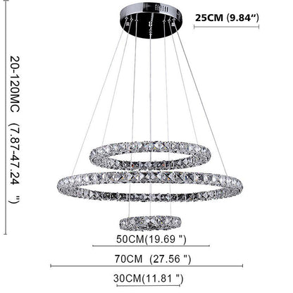 Luxury Crystal LED Chandelier 3-Tier Geometric or Stacked LED Pendant light