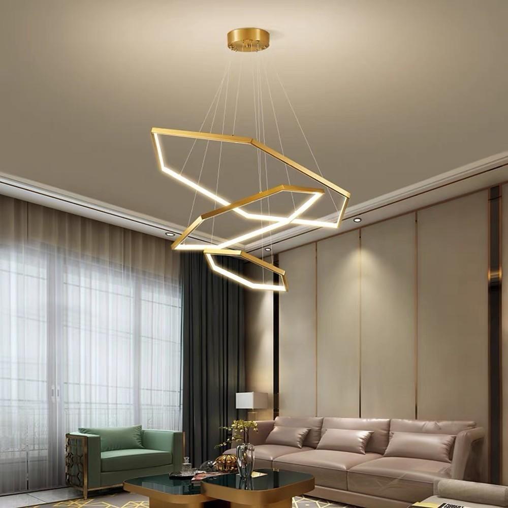 Geometric Ring Electroplated Stainless Steel LED Modern Chandelier Pendant Light