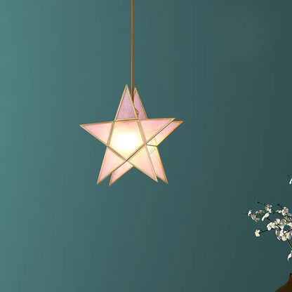 Double Star Shaped Kitchen Pendant Lights Copper Glass Pendant Lighting