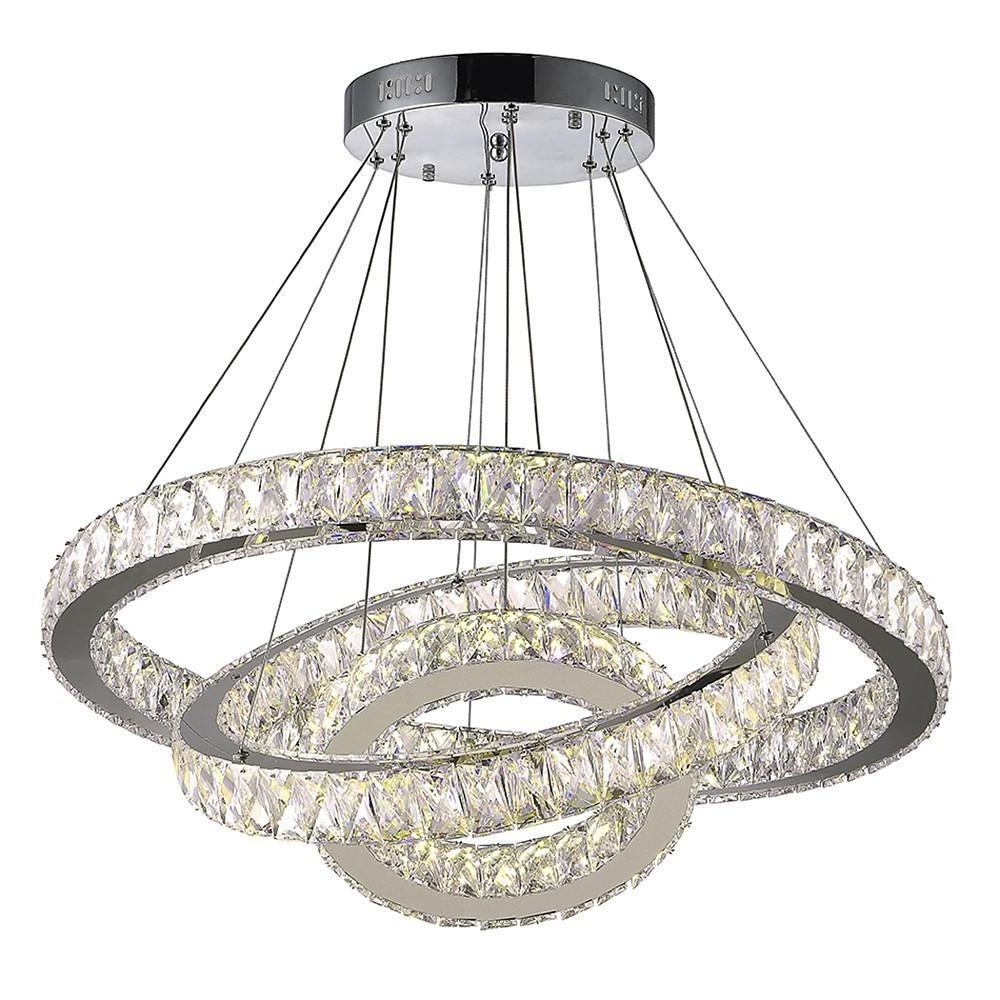 Interwoven Circle Crystal Dimmable LED Modern Chandeliers Pendant Light