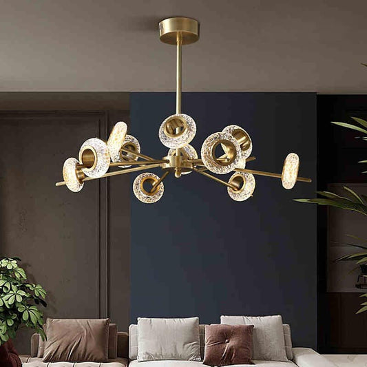 Unique Design Modern Brass Chandelier Copper Glass Island Ceiling Light