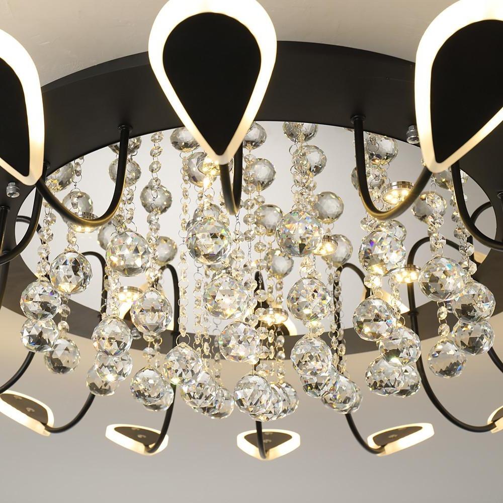 Flower Shaped Dimmable LED Crystal Modern Flush Mount Lighting Ceiling Light