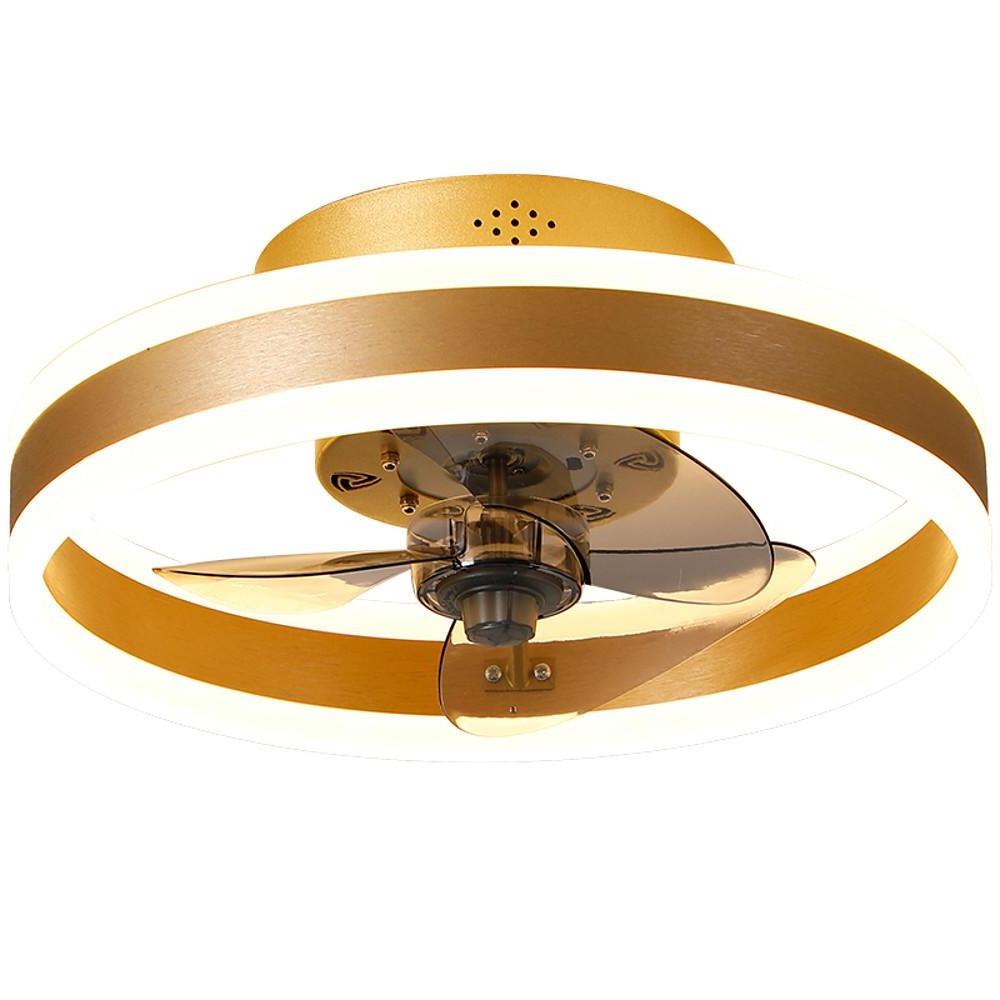 16'' Circular Dimmable Modern Ceiling Fan Light Flush Mount LED Chandelier with Fan