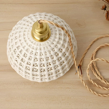 Artistic Semi Globe Ceramic Copper Pendant Light Modern Pendant Lighting