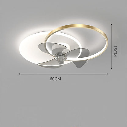 24'' LED Circle Flush Mount Ceiling Fan Bedroom Ceiling Fan Lights Dimmable with Remote Control