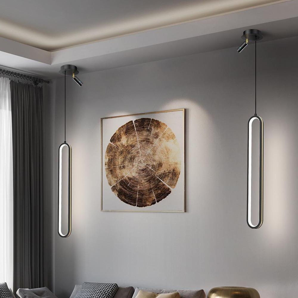 Elongated Modern Pendant Light Shades Metal Acrylic Pendant Lighting