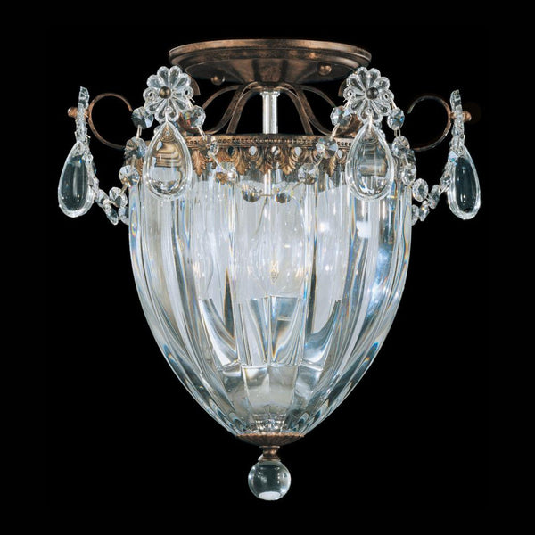 Semi-Flush Mount, 3-Light, French Gold, Clear Swarovski Crystal, 10.5"W (1242-26S 1HZQND)