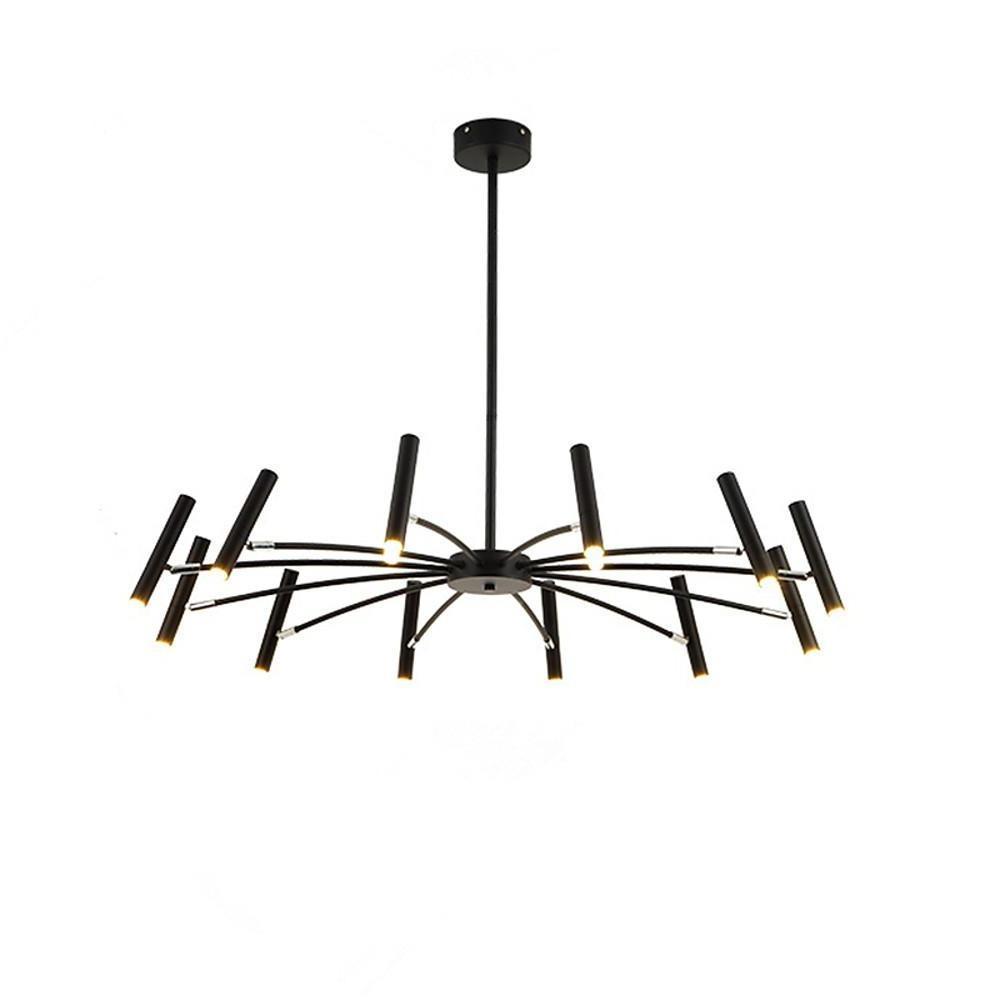 Linear Sputnik Chandelier - Black Metal,  12 Light, Modern Hanging Lights