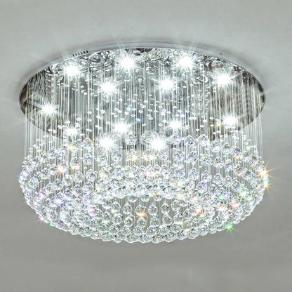 Glass-cicles Crystal LED Chandelier Drum Flush Mount Chandelier