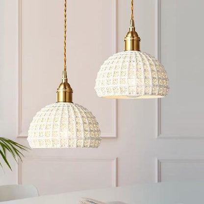 Artistic Semi Globe Ceramic Copper Pendant Light Modern Pendant Lighting