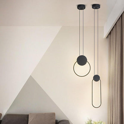 Geometric Shaped LED Black Modern Pendant Lighting Hanging Ceiling Lamp