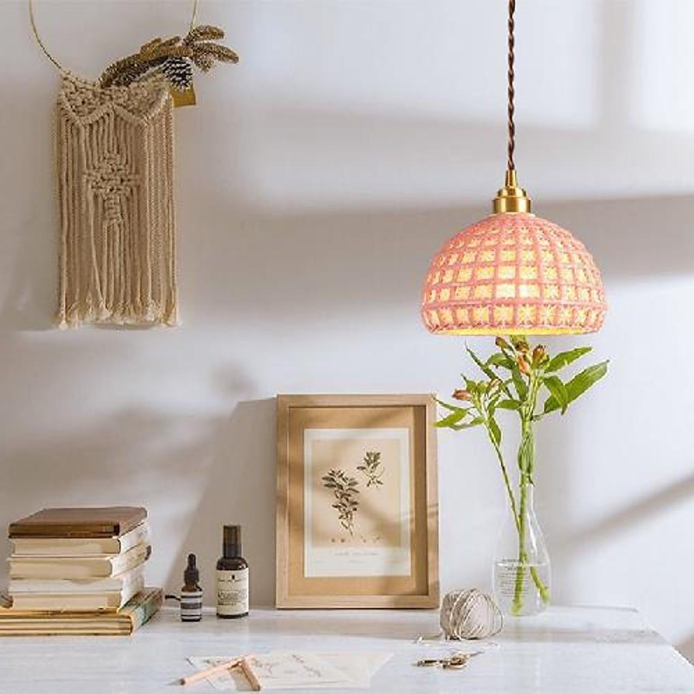 Artistic Semi Globe Ceramic Copper Pendant Light Modern Pendant Lighting