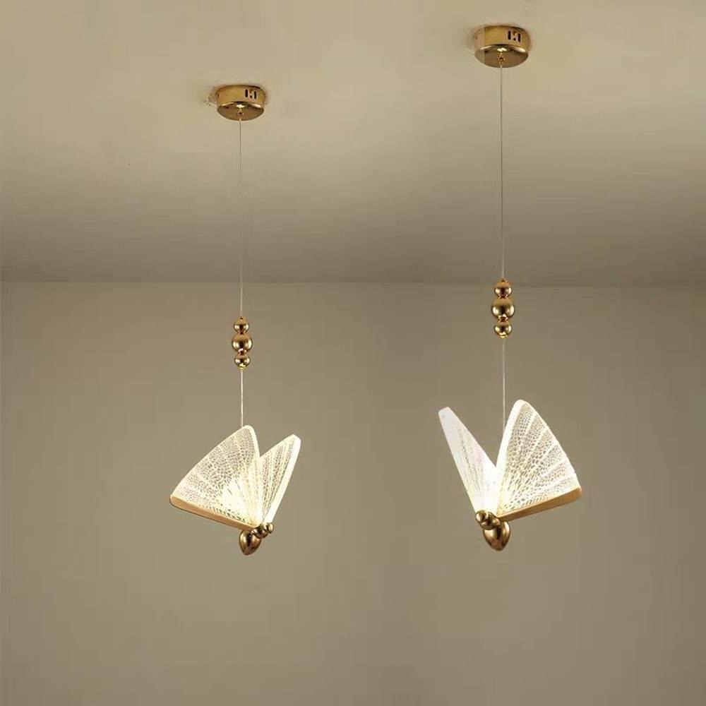 Butterflies Shaped LED Gold Modern Pendant Lights Hanging Lamp Island Lights