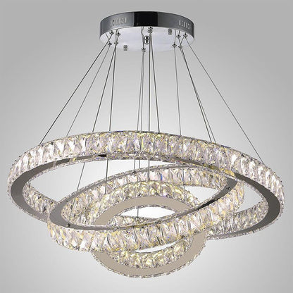 Interwoven Circle Crystal Dimmable LED Modern Chandeliers Pendant Light