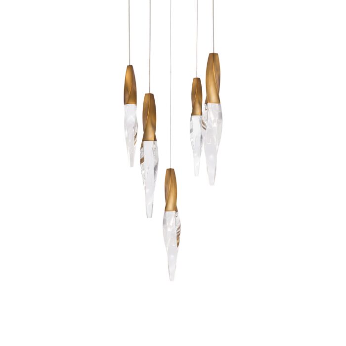 Kindjal 5-Light LED Pendant in Aged Brass