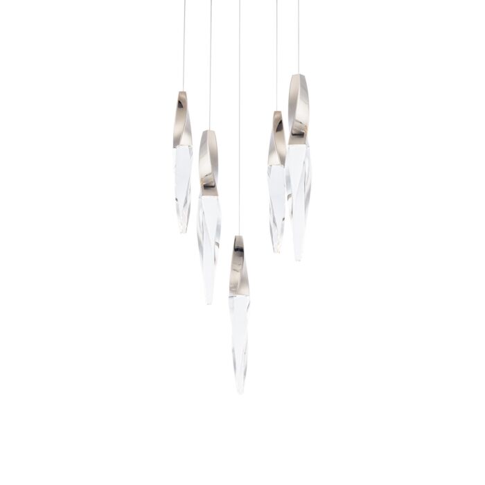 Kindjal 5-Light LED Pendant in Polished Nickel