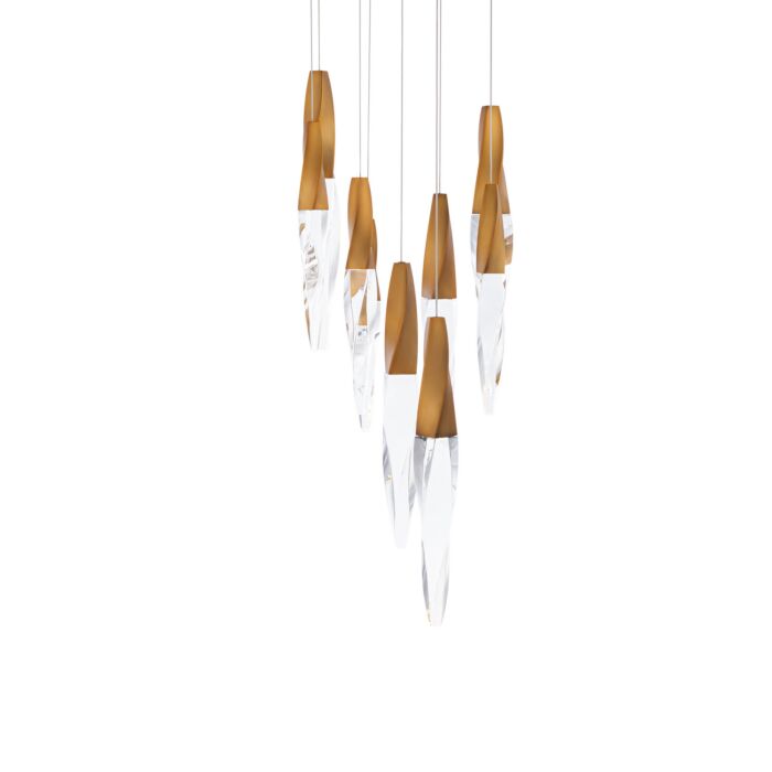 Kindjal 9-Light LED Pendant in Aged Brass