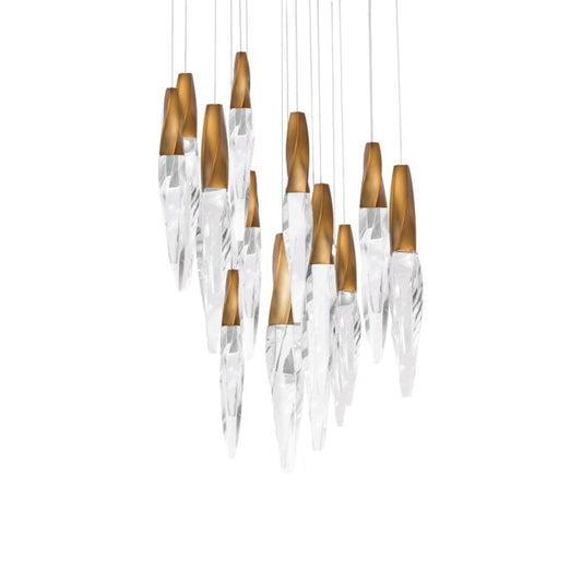 Kindjal 15-Light LED Pendant in Aged Brass