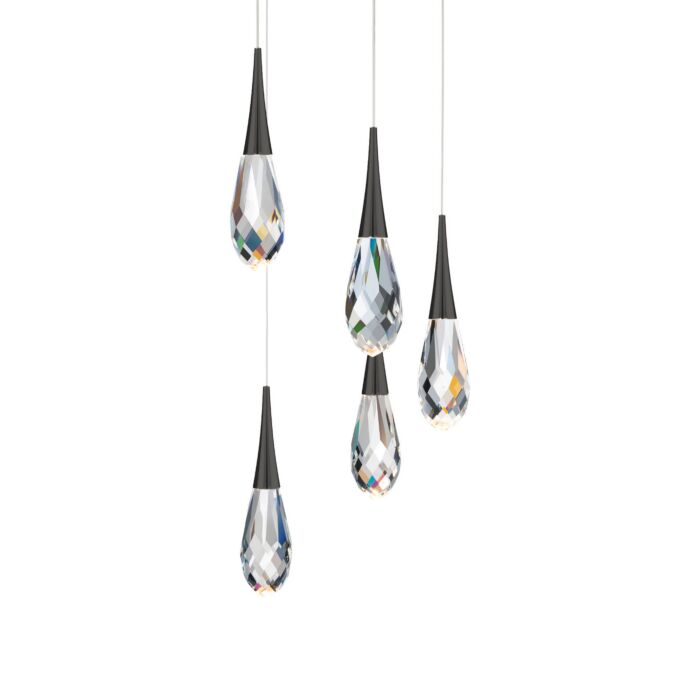 Hibiscus 5-Light LED Pendant in Black