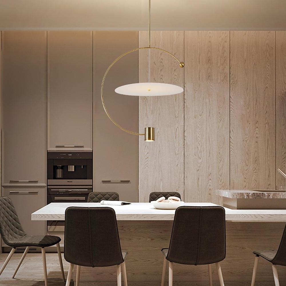 Electroplated Metal Semi Circular LED Gold Nordic Pendant Lighting