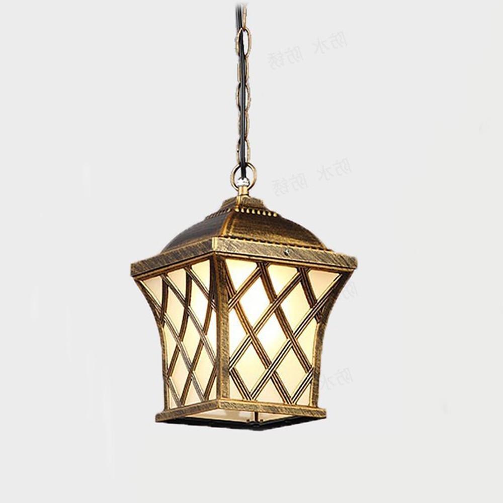 Classic Electroplated Metal Glass Lantern Traditional Pendant Lighting