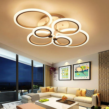 Circles Aluminum Acrylic Cluster Style Design Flush Mount Lighting LED Living Room Bedroom Ceiling Lights