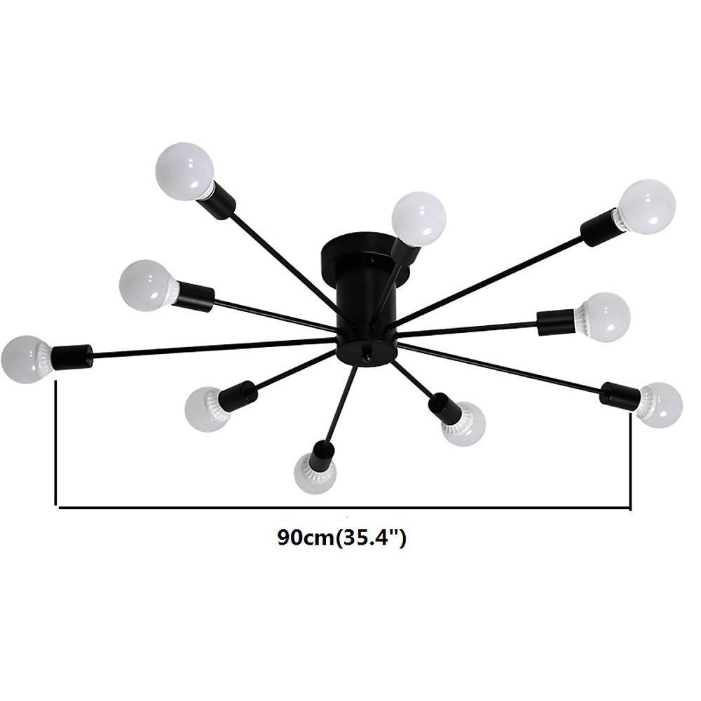 Metal Large Flush Mount Ceiling Light with 10 Sporadic Positioned LED Incandescent Lights