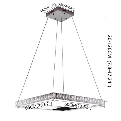 Square Electroplated Crystal Metal LED Modern Chandeliers Pendant Light