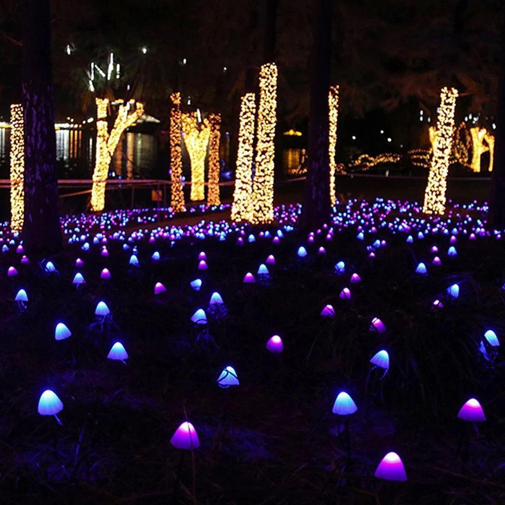 Outdoor Mini Mushroom RGB Solar 16.40 ft String Lights