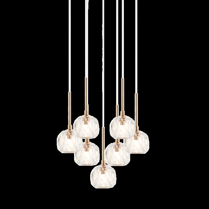 Matteo Rosa 7-Light Pendant Light In Aged Gold Brass