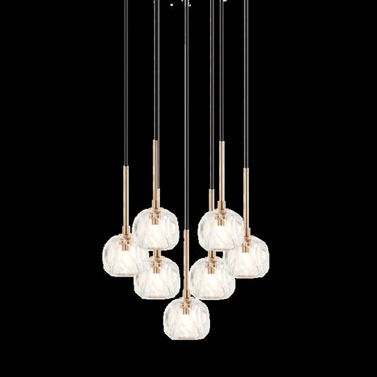 Matteo Rosa 7-Light Pendant Light In Aged Gold Brass